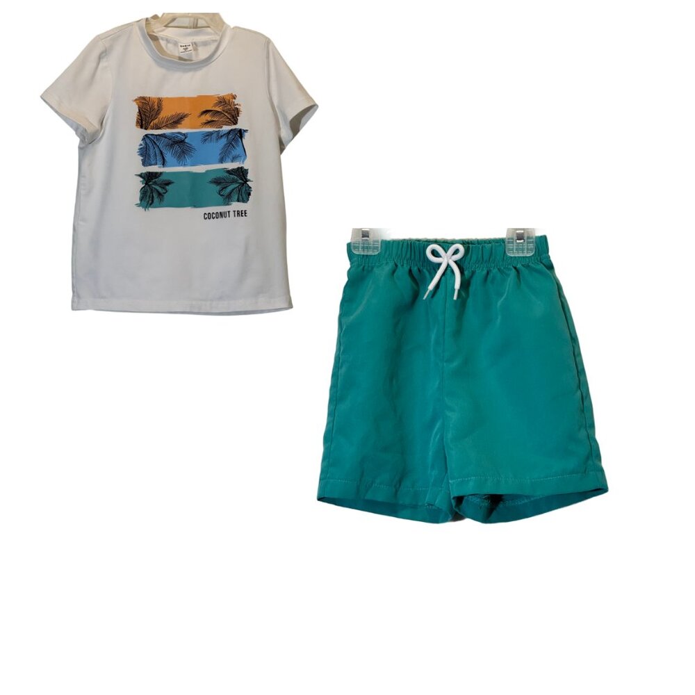 Boys Cream | Green Matching Set Size: 5 Yrs.